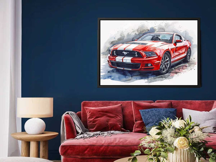 Ford Mustang Watercolor Painting Art Print