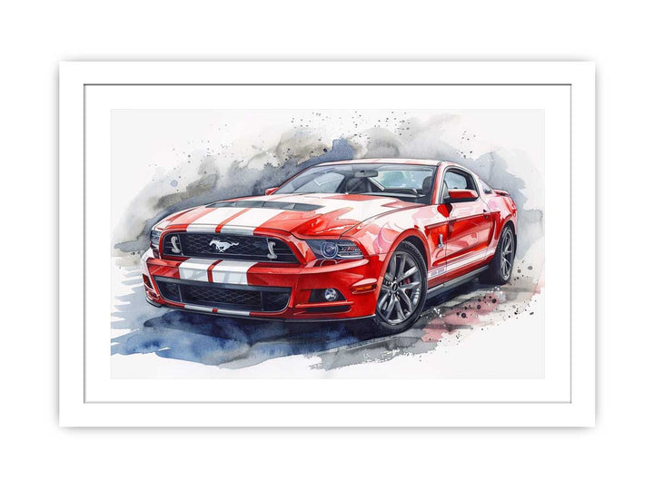 Ford Mustang Watercolor Painting framed Print