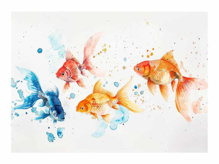 Gold Fish Watercolor Painting Art Print