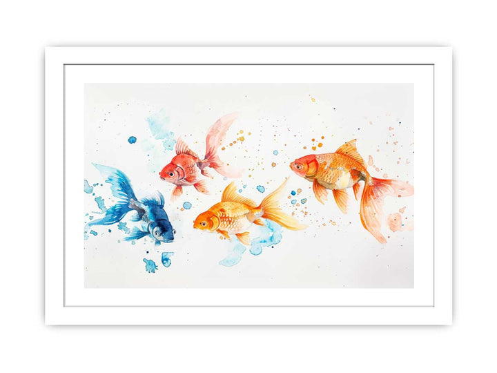Gold Fish Watercolor Painting framed Print