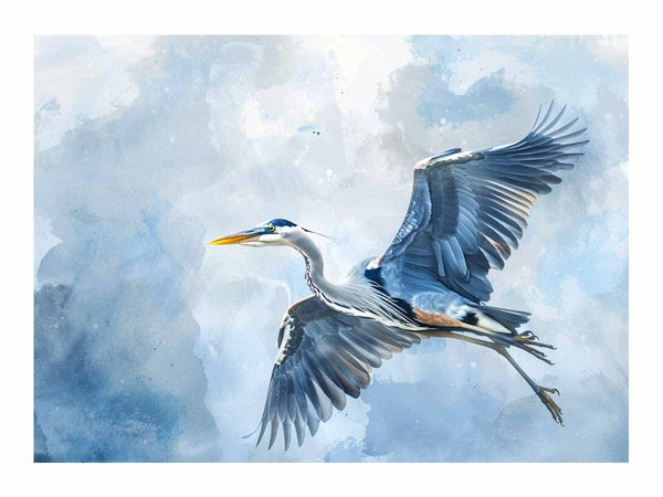 Watercolor Heron Painting Art Print