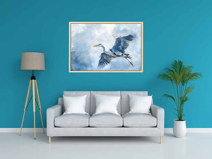 Watercolor Heron Painting Art Print