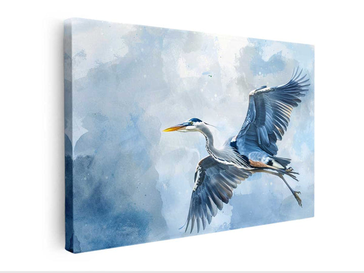 Watercolor Heron Painting canvas Print