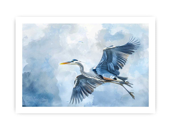 Watercolor Heron Painting framed Print