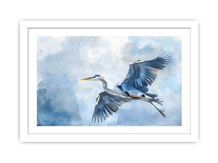Watercolor Heron Painting framed Print