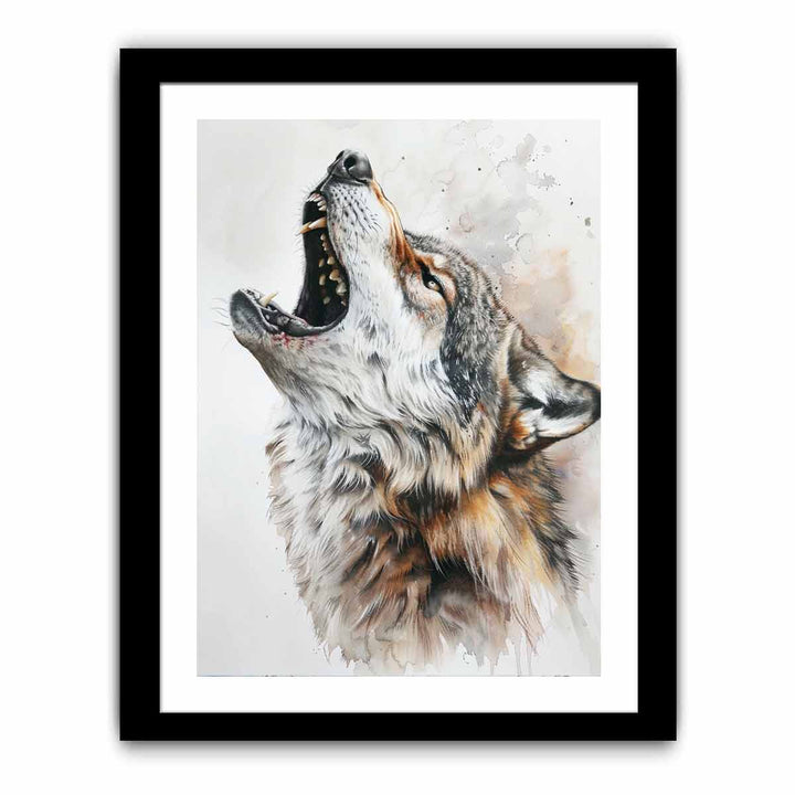 Howling Wolf Watercolor Painitng framed Print