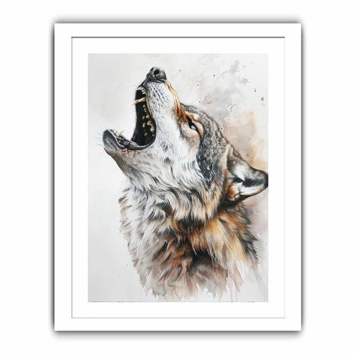 Howling Wolf Watercolor Painitng framed Print