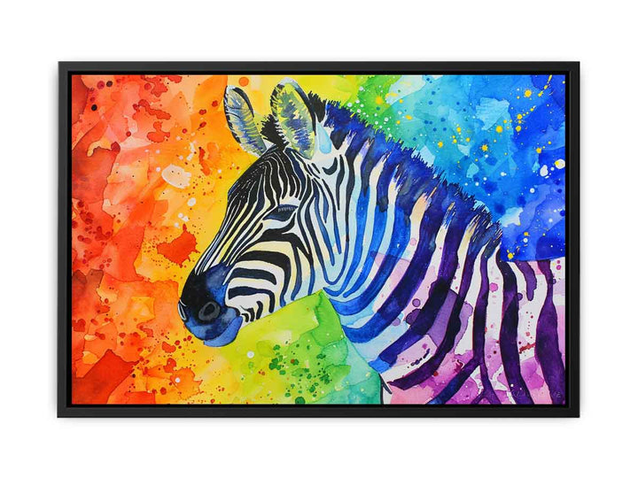 Rainbow Zebra Watercolor Painting canvas Print