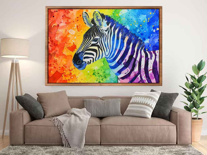 Rainbow Zebra Watercolor Painting Art Print