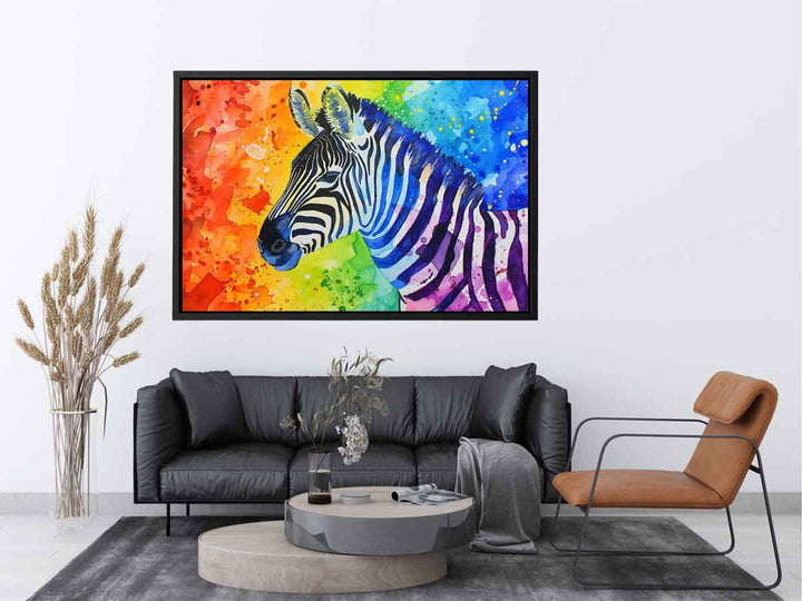 Rainbow Zebra Watercolor Painting Art Print