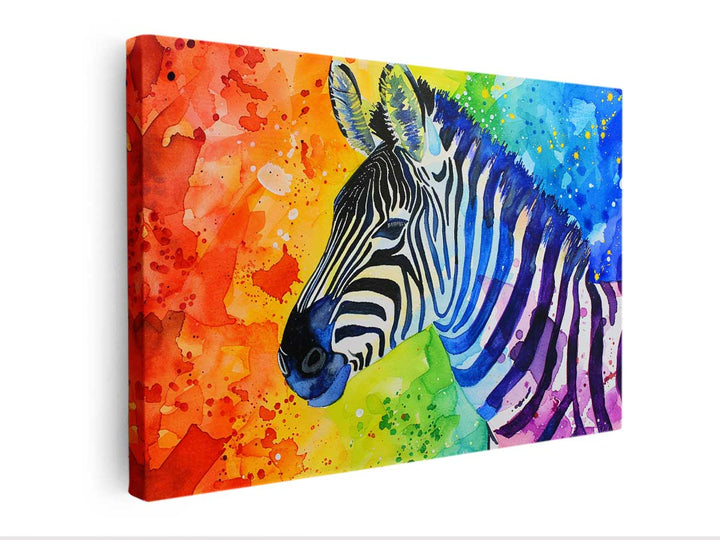 Rainbow Zebra Watercolor Painting canvas Print