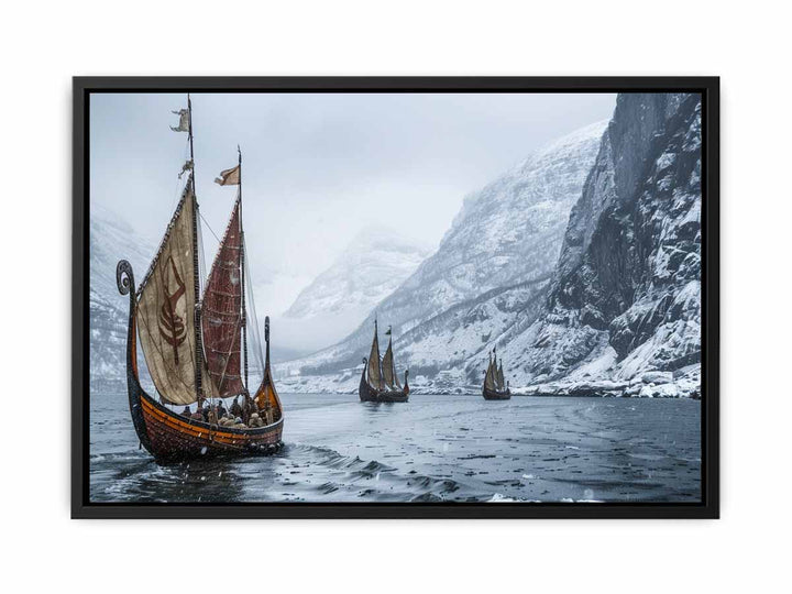 Viking Ship Painting canvas Print