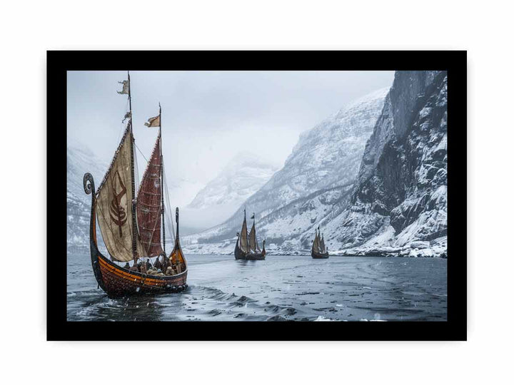 Viking Ship Painting framed Print