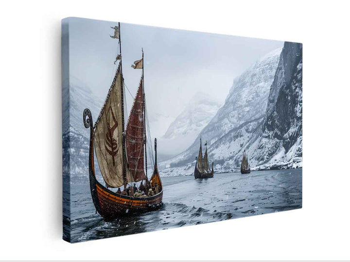 Viking Ship Painting canvas Print