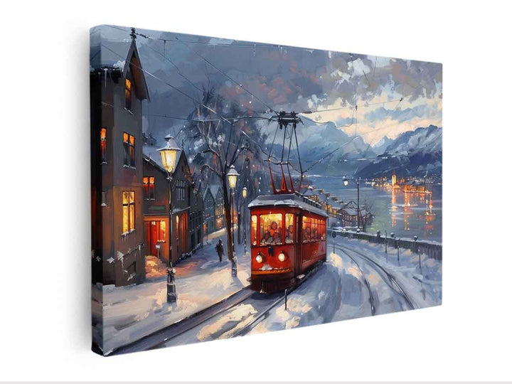 Olso Tram Painting canvas Print