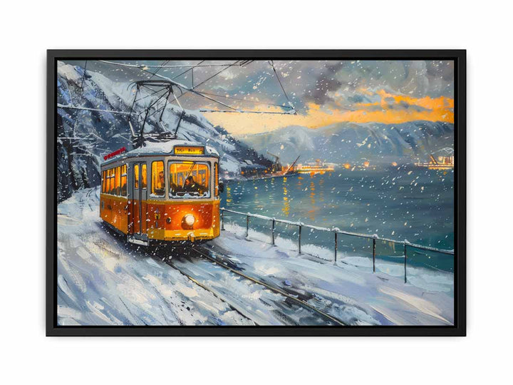 Tram In Snow  canvas Print