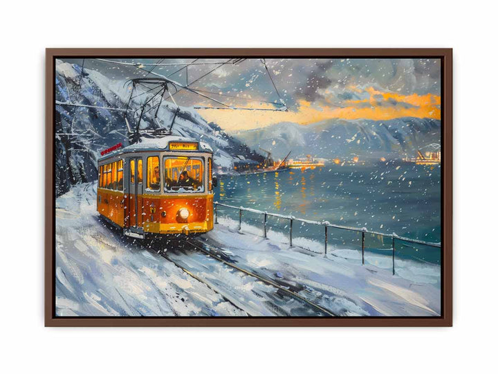 Tram In Snow Painting