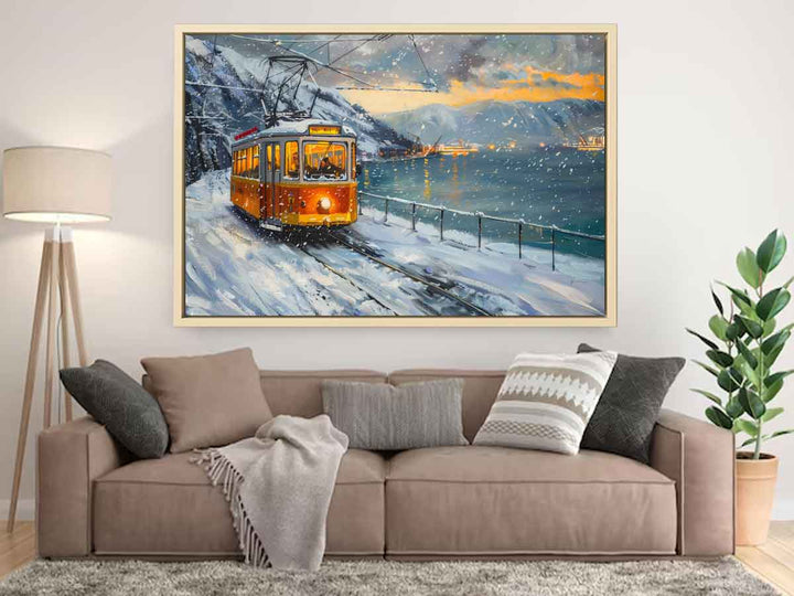 Tram In Snow Art Print