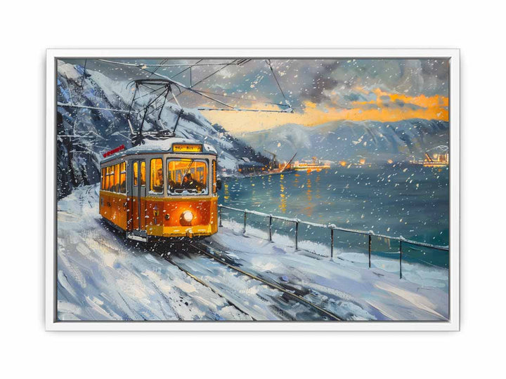 Tram In Snow Painting