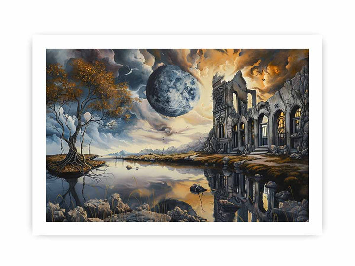 Evening  Moon framed Print