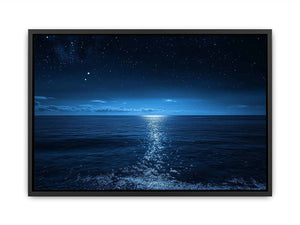 moonlit ocean seascape artwork for modern living room decor