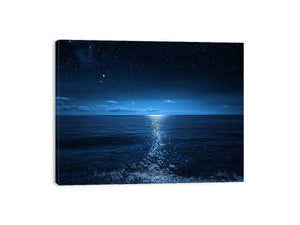 moonlit ocean seascape artwork for modern living room decor