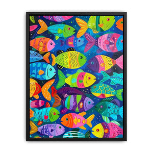 Colorful tropical fish artwork for playful coastal home decor