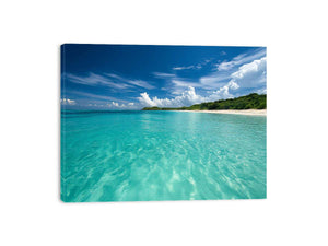 Turquoise beach canvas art for coastal living room decor