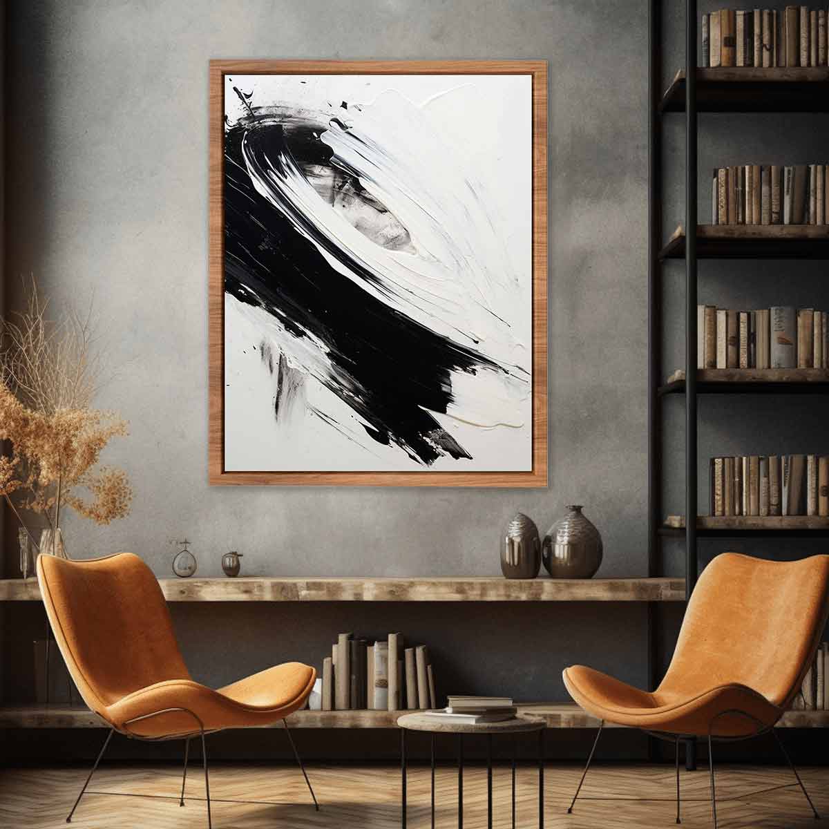 white black Abstract art print