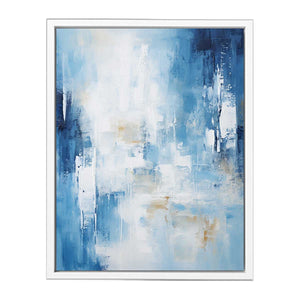 Blue White Abstract Art Canvas Print