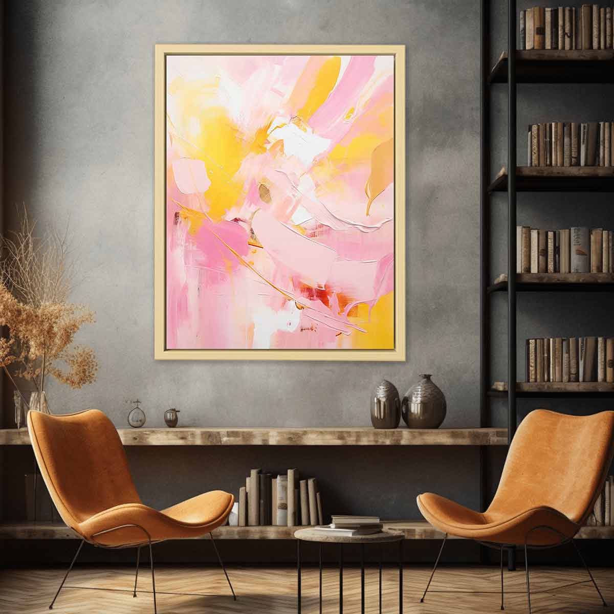 Yellow Pink Abstract Art