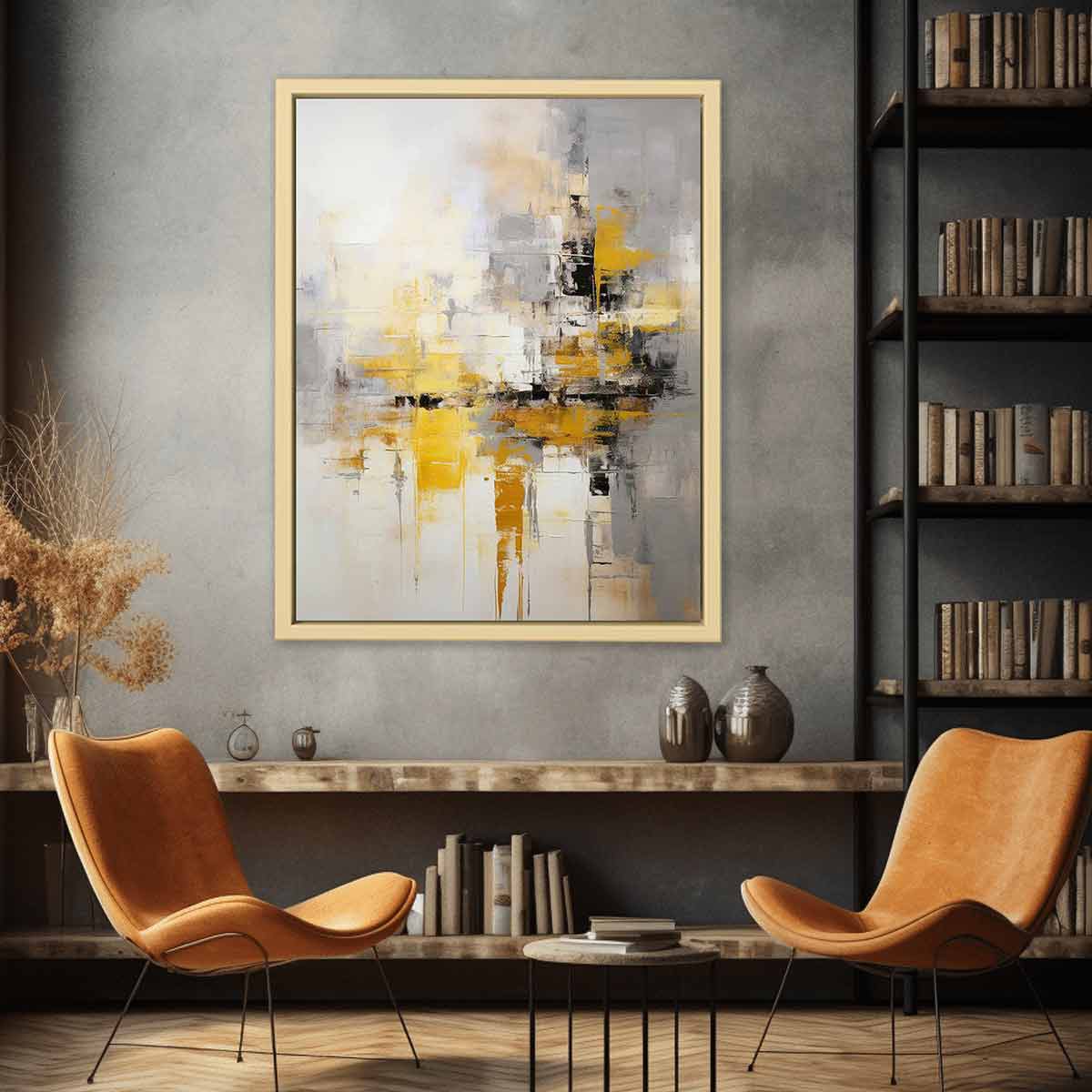 Yellow Black Abstract Art