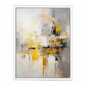 Yellow Black Abstract Art Canvas Print