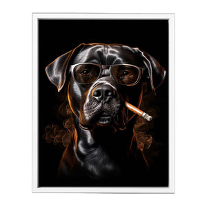 Smoking Dog Art Canvas Print