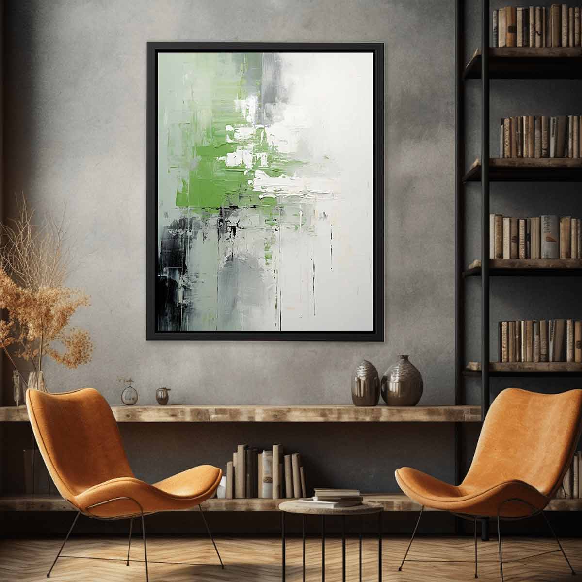 Green Black Abstract Art
