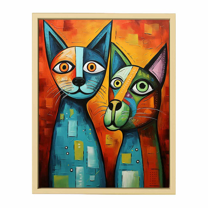 Cat Dog Modern Art Framed Print