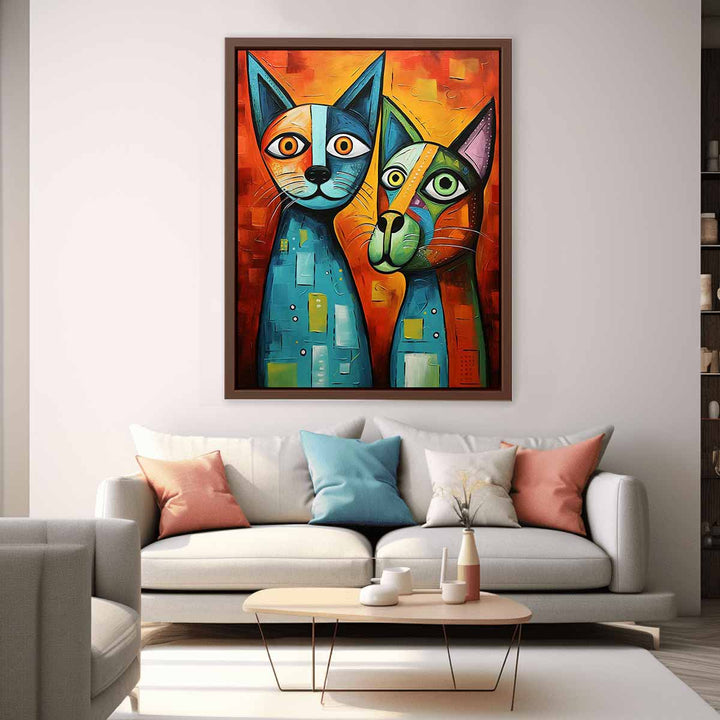 Cat Dog Modern Art  Poster