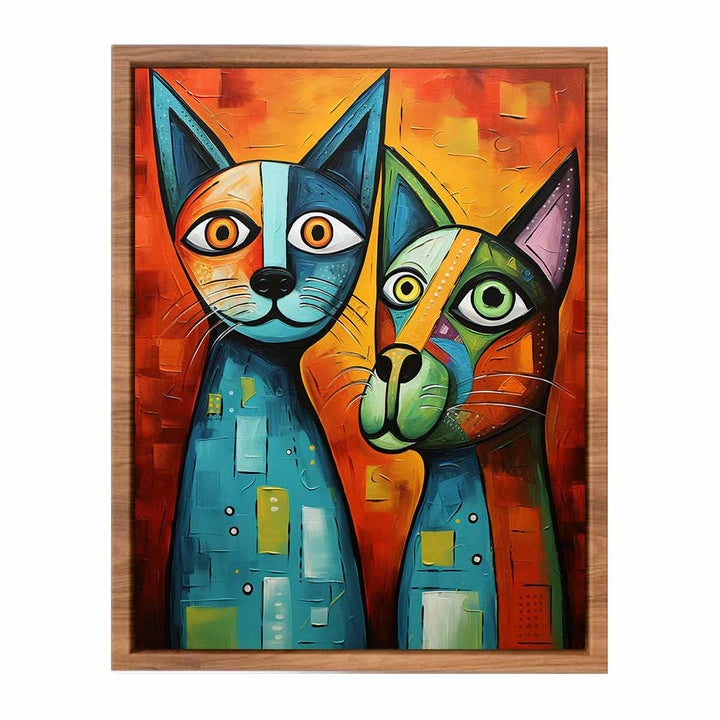 Cat Dog Modern Art  Painting