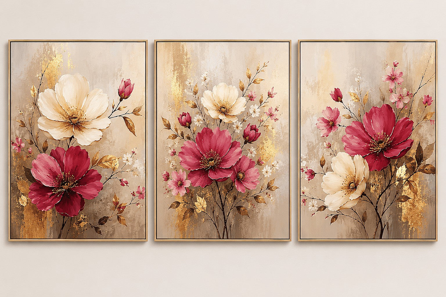 3 Panel Floral Art Painting