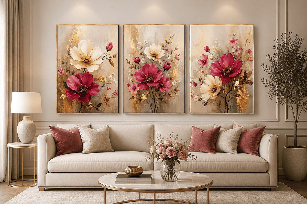 3 Panel Floral Art Painting