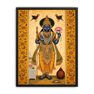 Traditional Hindu god wall art with lotus and golden details in spiritual decorative style for home temple and luxury interiors