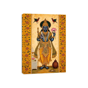 Traditional Hindu god wall art with lotus and golden details in spiritual decorative style for home temple and luxury interiors