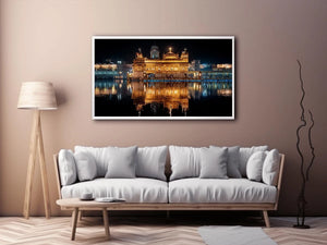 Golden Temple painting Amritsar reflection water Sikh temple spiritual wall art canvas