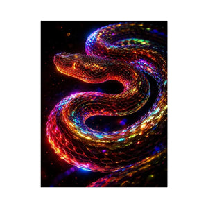 Neon cosmic serpent canvas art for modern living room decor