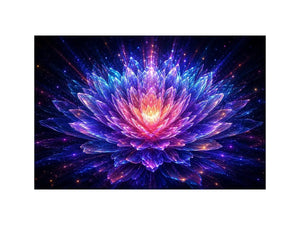Crystal lotus bloom canvas art for modern living room decor
