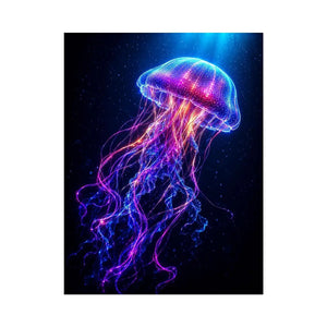 Bioluminescent jellyfish canvas art for modern living room decor