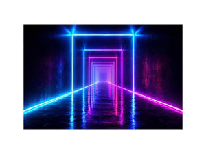 Neon tunnel hallway canvas art for modern living room decor