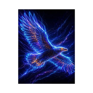 Futuristic glowing eagle canvas art for modern office and luxury living room decor.
