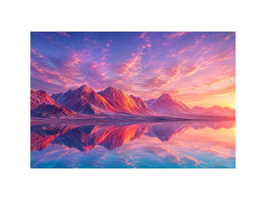 Pastel mountain landscape canvas art for modern bedroom and minimalist living room decor.