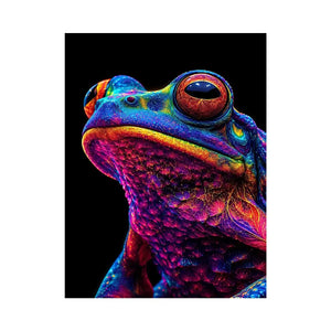 Neon Bloom Frog canvas art for modern luxury decor.